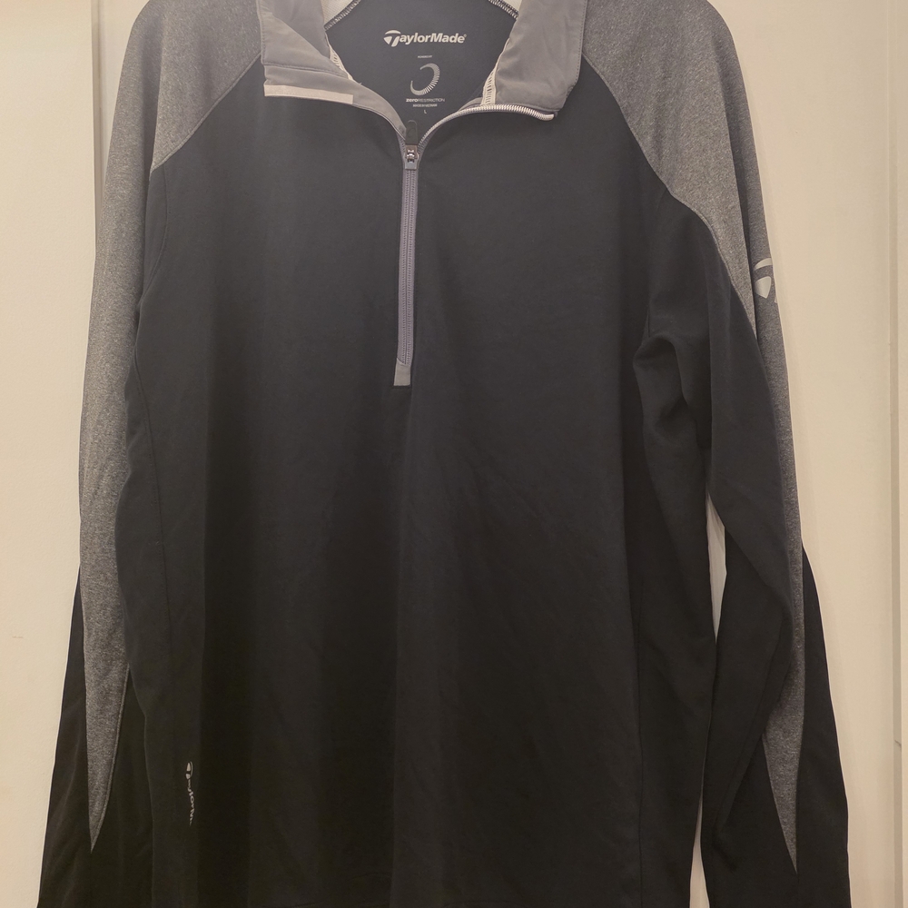 TaylorMade Men's Black and Gray Long Sleeve Shirt
